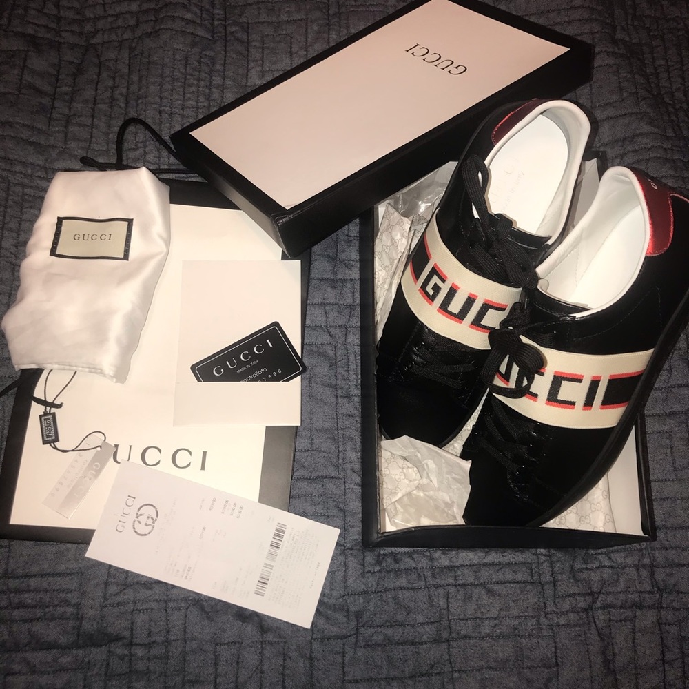 GUCCI Men’s Stripe Leather Sneaker brand new